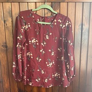 West Kei Burgundy Floral Blouse